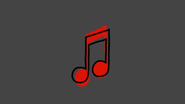 Moving doodle-style Beamed Music Note, alpha channel