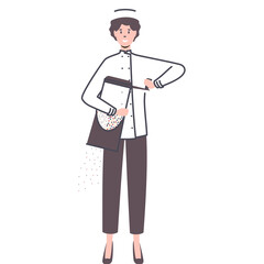Illustration Of A Woman In A White Shirt And Dark Pants Holding A Bag With Colorful Contents Against A Transparent Background