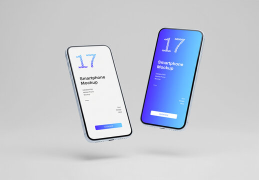 Two Floating Smartphone Mockup