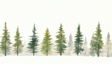Fototapeta premium Pine trees in snow outdoors nature forest.