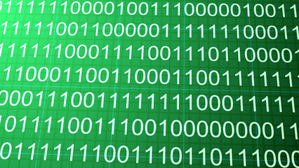 Neon Bright Green Binary Data Digital Flow Background