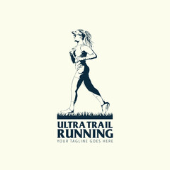 Ultra Trail running logo vector illustration on white background