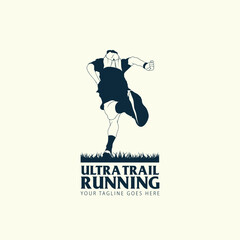 Ultra Trail running logo vector illustration on white background