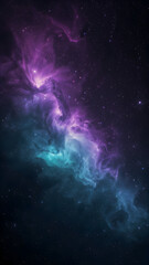 Serene Cosmic Nebula Swirl with Vibrant Blues, Purples, and Bioluminescent Glow