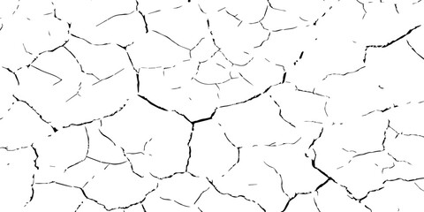 Cracked dry soil texture in high contrast black and white. Abstract pattern symbolizing drought, arid land, and environmental damage. Perfect for design, background, and texture projects.