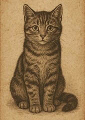 Obraz premium Vintage cat sketch wallpaper