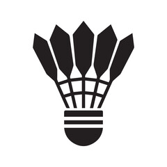 Obraz premium Badminton shuttlecock icon, simple black birdie silhouette. Vector graphic for sport, game, competition, and recreation concepts. Flat design element isolated on white background. 