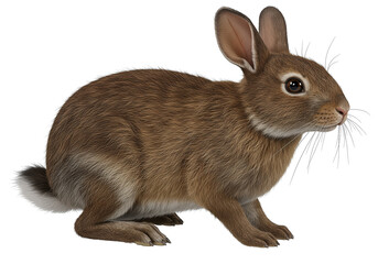 Obraz premium A captivating close-up of a wild rabbit exhibiting its unique brown fur against a stark white backdrop, evoking its natural innocence.