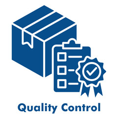 Quality Control Icon in Duotone Solid Style. Vector Illustration for inspection, standardization, and certification concept.