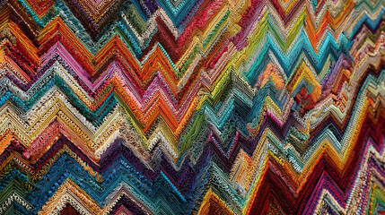 A colorful, zig-zag pattern, creating a vibrant, dynamic design