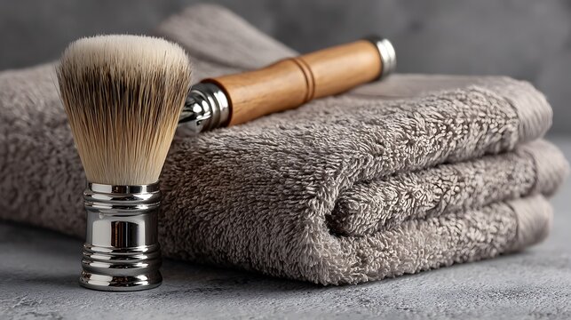 Classic shaving brush and soft towels for a luxurious grooming experience grooming essentials