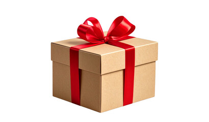 Obraz premium Gift box with red ribbon isolated on transparent background, a symbol of christmas time