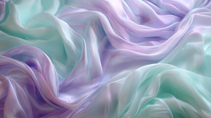 Obraz premium Abstract flowing silk fabric in shades of blue and purple, creating a dreamy and ethereal effect. The folds and curves of the fabric create a sense of movement and softness