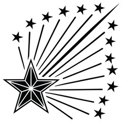 Fototapeta premium A black silhouette of a star shower