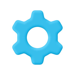Blue gear, configuration symbol. Technical support, repair, service, optimization and workflow concept. 3d vector icon. Cartoon minimal style.