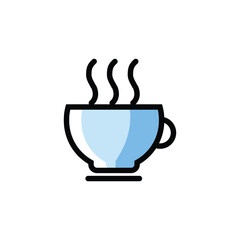 Coffee cup icon with heart steaming beverage illustration