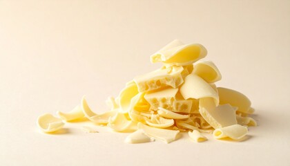 Pile of Decadent White Chocolate Shavings A Sweet Culinary Delight