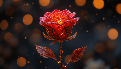 Glowing Red Rose of Enigma and Light
