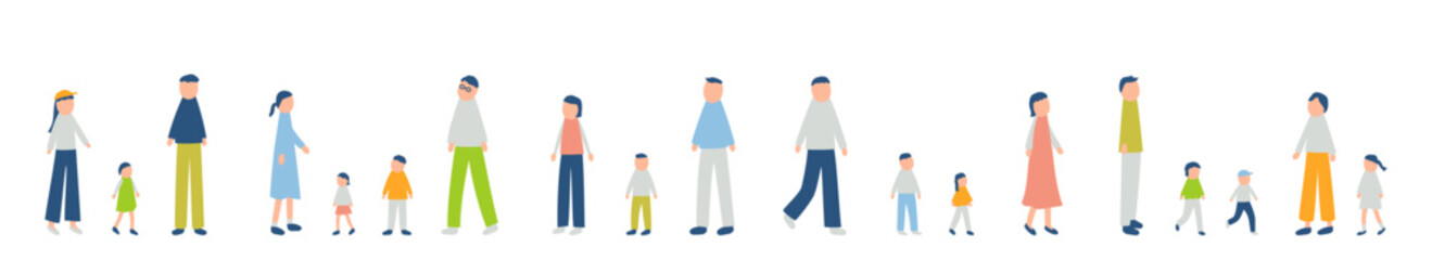 休日を過ごす家族のイラストセット