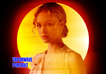 Retro Neon Vaporwave Photo Effect PSD