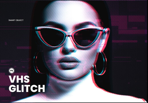 Retro VHS Tape Glitch Photo Effect