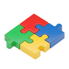 Fototapeta premium Colorful Interlocking Puzzle Pieces on Black