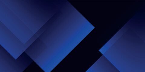 Abstract background in deep blue tones conveys depth and perspective with overlapping rectangular shapes.