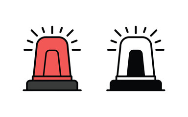 Red and black warning light icons with flashing beams