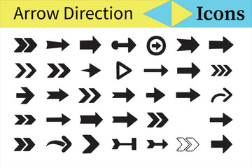 Navigation Arrow Icons in Black Vector Style for User Interface Projects