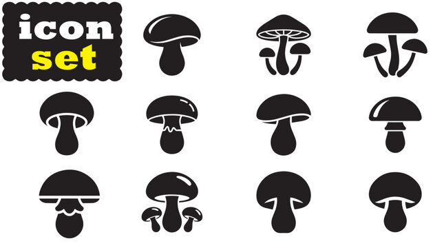 Mushroom icon Set, Mushroom Black vector