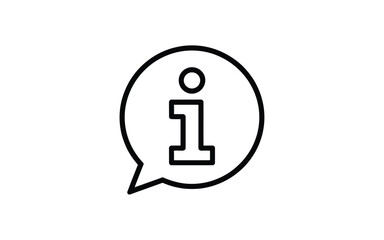 Information symbol inside a speech bubble outline on a white background