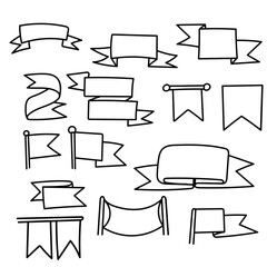 doodle banner ribbon flag illustration vector sketch cartoon