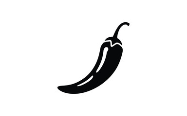Black silhouette of a spicy chili pepper on a white background