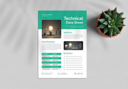 Product Specification Sheet and Technical Flyer Layout Design