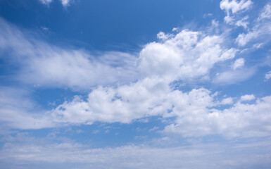clear blue sky background,clouds with background, Blue sky background with tiny clouds. White fluffy clouds in the blue sky. 