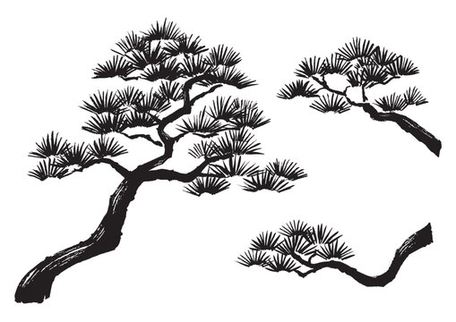 松の木水墨画筆画