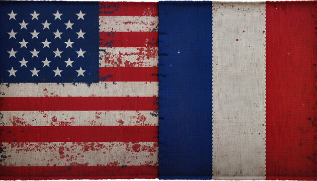 Cultural exchange celebration usa and france artwork display indoor gallery close-up view national symbols - Powered by Adobe