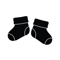 Black baby socks icon on white background infant child