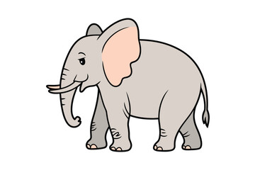 Naklejka premium Cute cartoon illustration of a friendly grey elephant with big ears