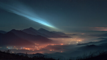 A comet streaks through space forming an infinity loop with its glowing tail, symbolizing eternity, cosmic motion, energy, and the endless flow of time in a dynamic and celestial scene
