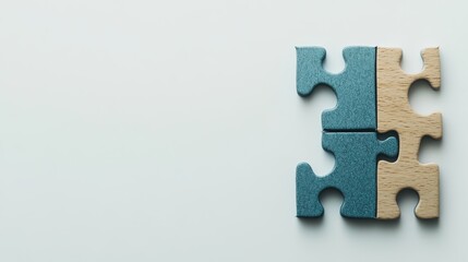 Obraz premium Puzzle pieces coming together in a creative arrangement on a light background