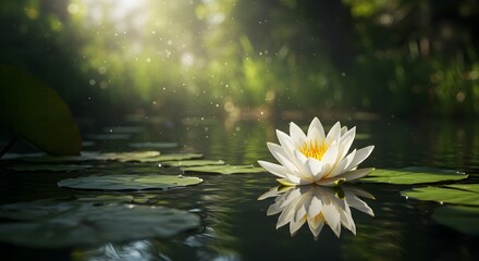 White water lily reflection