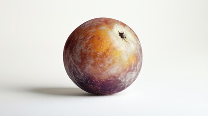 Fototapeta premium Fresh plum sitting on a white surface highlighting its vibrant colors and natural texture