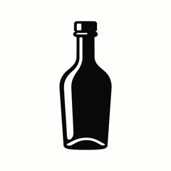 Black bottle silhouette with white highlights on white background