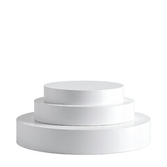 White, 3-tiered, round pedestal against stark black backdrop