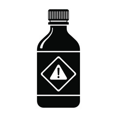 Black bottle with warning symbol white
