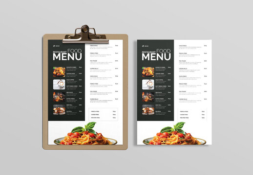 Modern Restaurant Food Menu Design Template with Print Layout