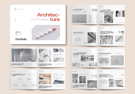 Architecture Project Portfolio Landscape Booklet Template for Company Profile
