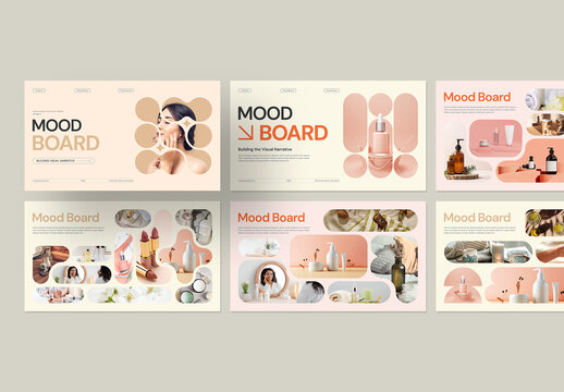Fashion Beauty Mood Board Presentation Template with Pink Theme