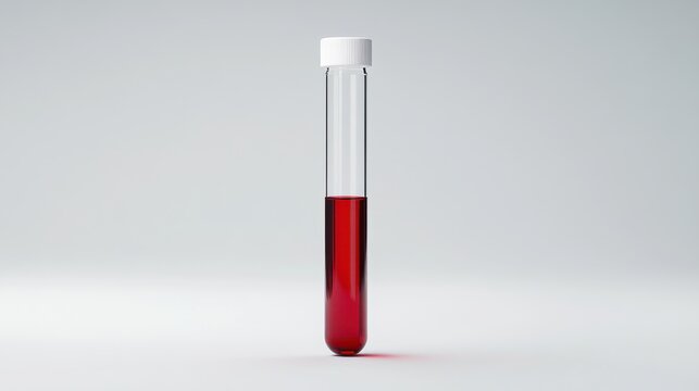 Test tube filled with red liquid for blood analysis in a laboratory setting - Powered by Adobe